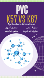 إنفوجرافيك يوضح الفرق بين PVC K67 وPVC K57 واستخدام كل درجة